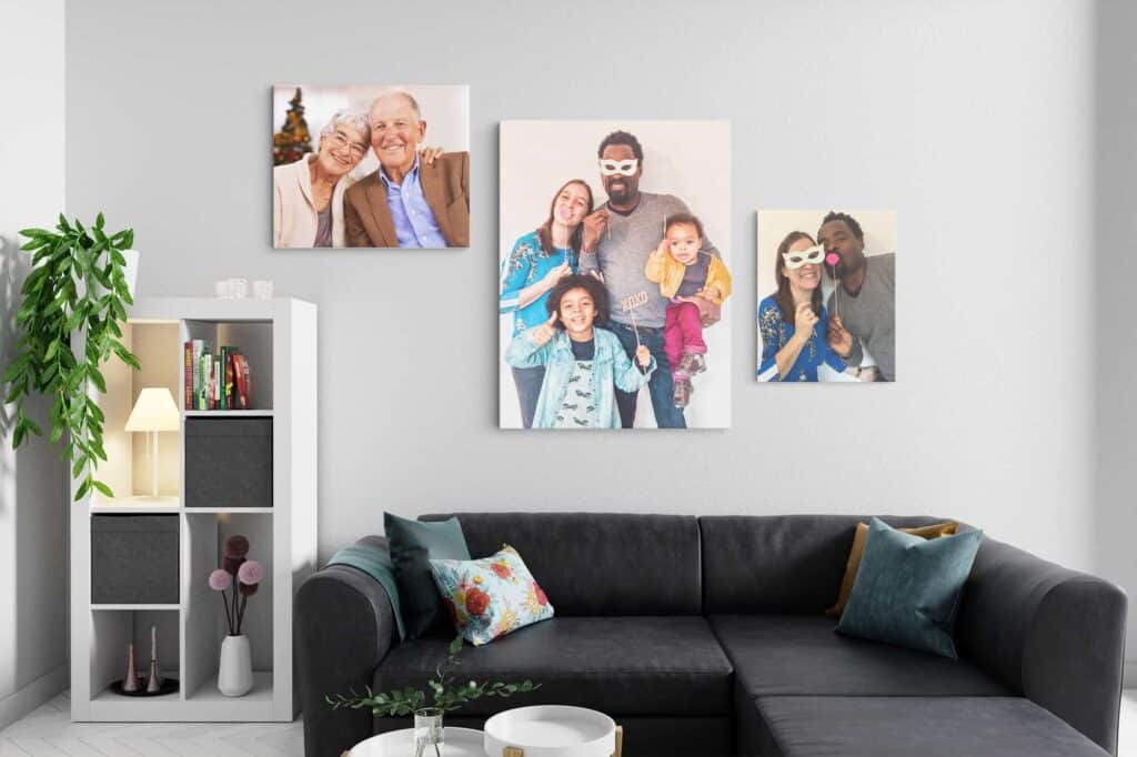 Declutter when selling your house - living room with family photos